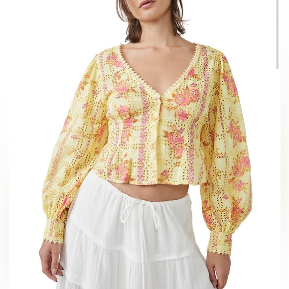 Free People Tops - NWT Women’s Free People Cropped Blossom Top in Summer Lemonade combination - M
